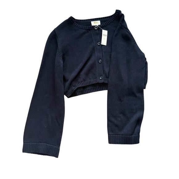 Maeve Anthropologie Navy Cropped Cardigan Sweater Cotton L NWT - Picture 1 of 3